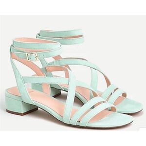 J.CREW Light Sage Kidsuede Strappy Florence Sandal Size 6.5